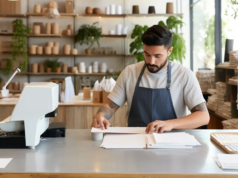 A laptop and coffee cup on a wooden café table.